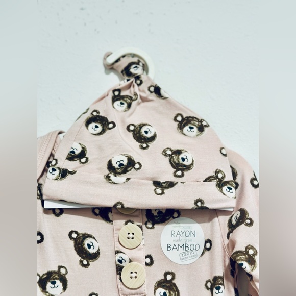 NWT Milkberry 100% RAYON BAMBOO 2PC SLEEPER W/BONNET/HAT BABYGIRL 6-9 months - Picture 15 of 15